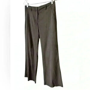 Theory Dark Brown Linen Cropped Dress Pants Trousers